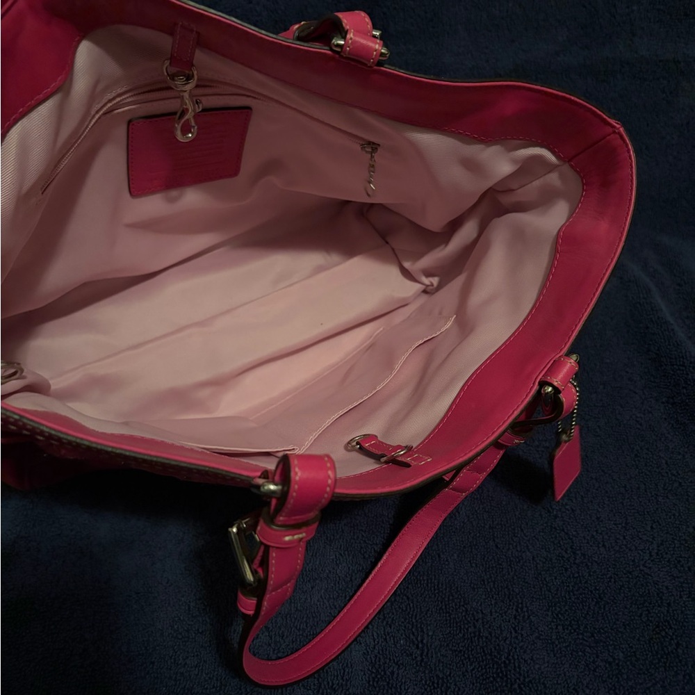 Coach Signature Fuschia Tote - Picture 3 of 5